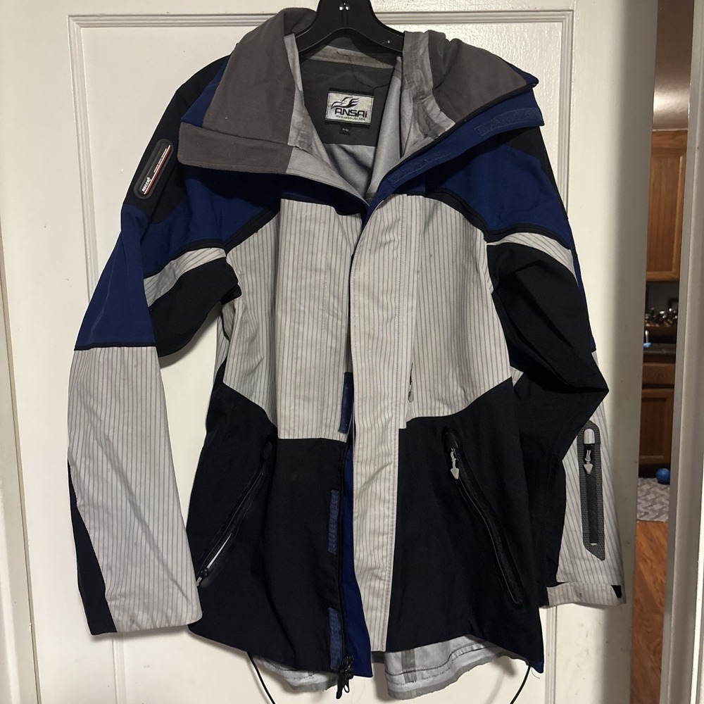 Ansai Mens Medium Blue/White Snow Jacket Polyester